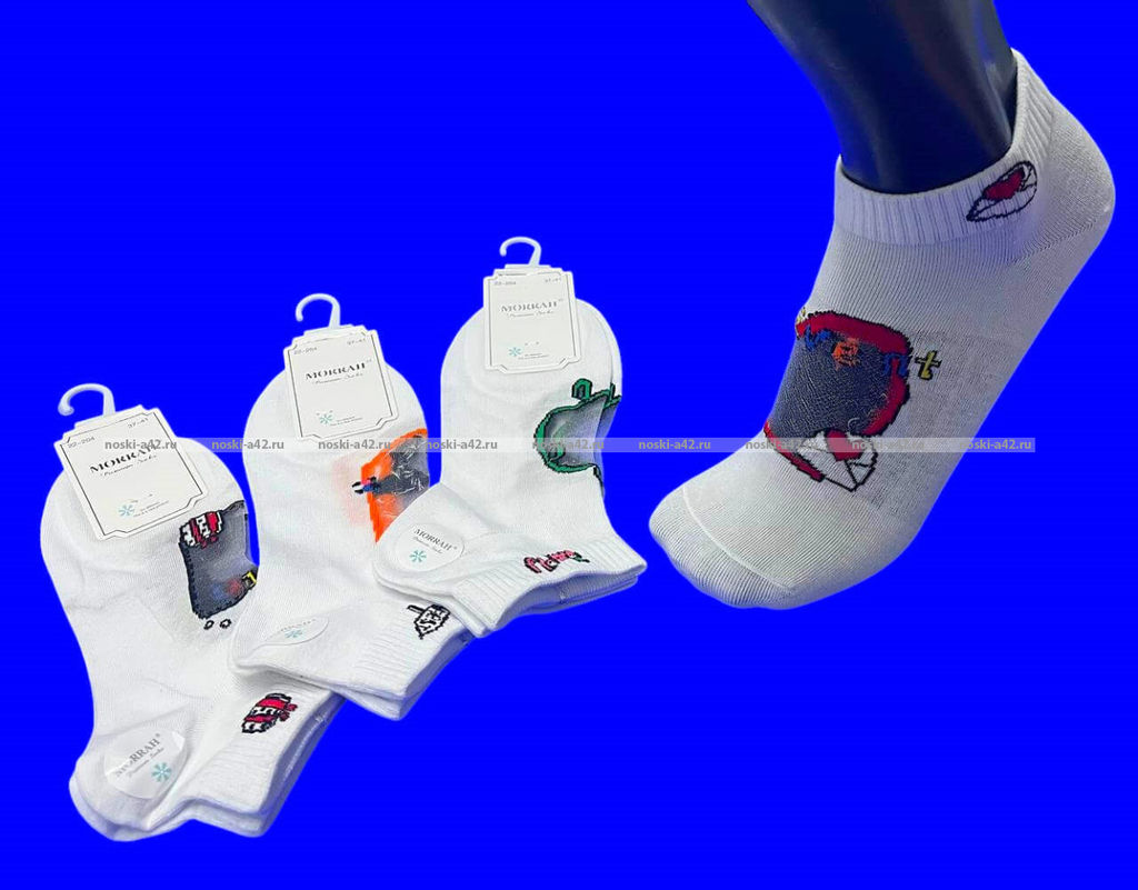 Цена за 10 пар. MORRAH носки женские укороченные хлопок + капрон арт. 22-204