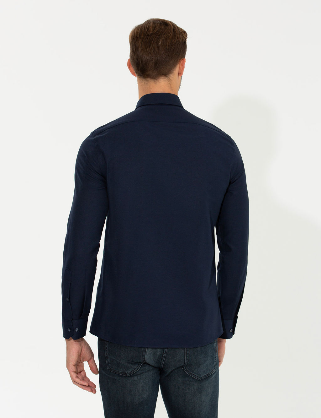 Lacivert Slim Fit Oxford G_mlek