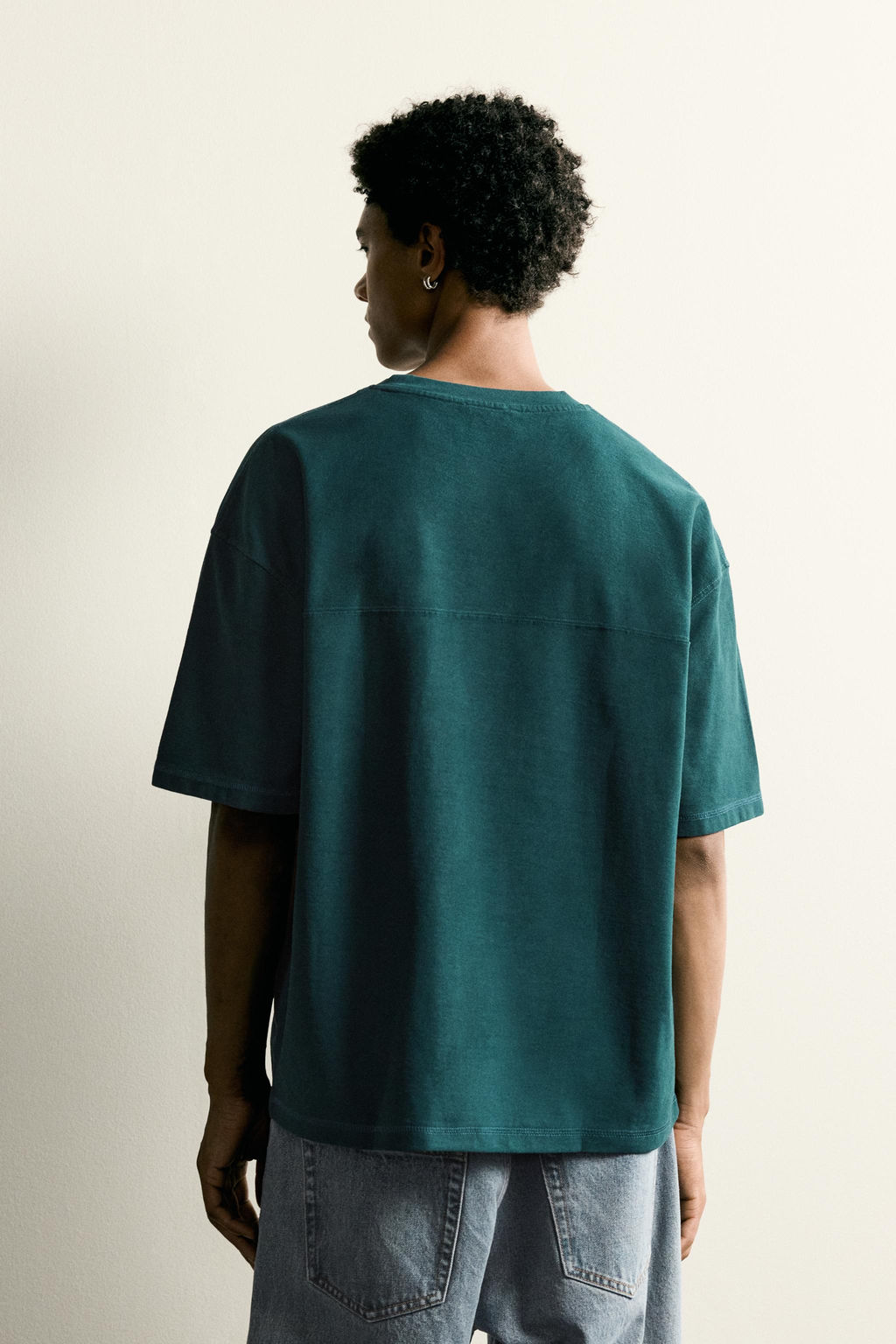 CAMISETA RELAXED FIT COSTURA / Verde azul - Zara фото 3