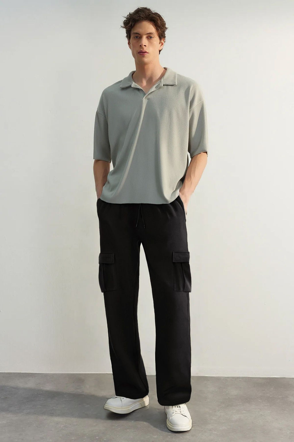 TRENDYOL MAN Haki %100 Pamuk Wide Leg/Genis Kesim Kargo Cepli Esofman Alt? TMNAW25EA00021 - Trendyolmilla фото 8