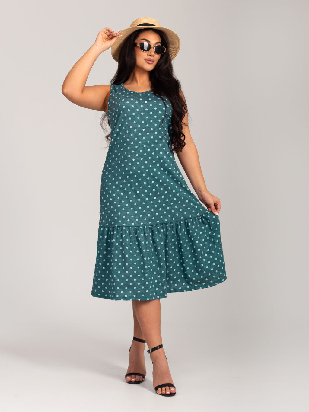 Сарафан женский кулирка "АНЮТА" ЗЕЛЕНЬ