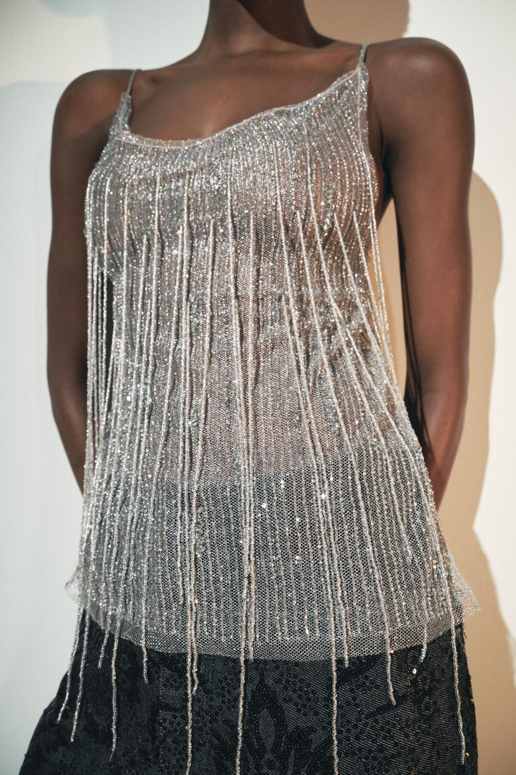 OPEN BACK BEADED FISHNET TOP - Zara фото 2