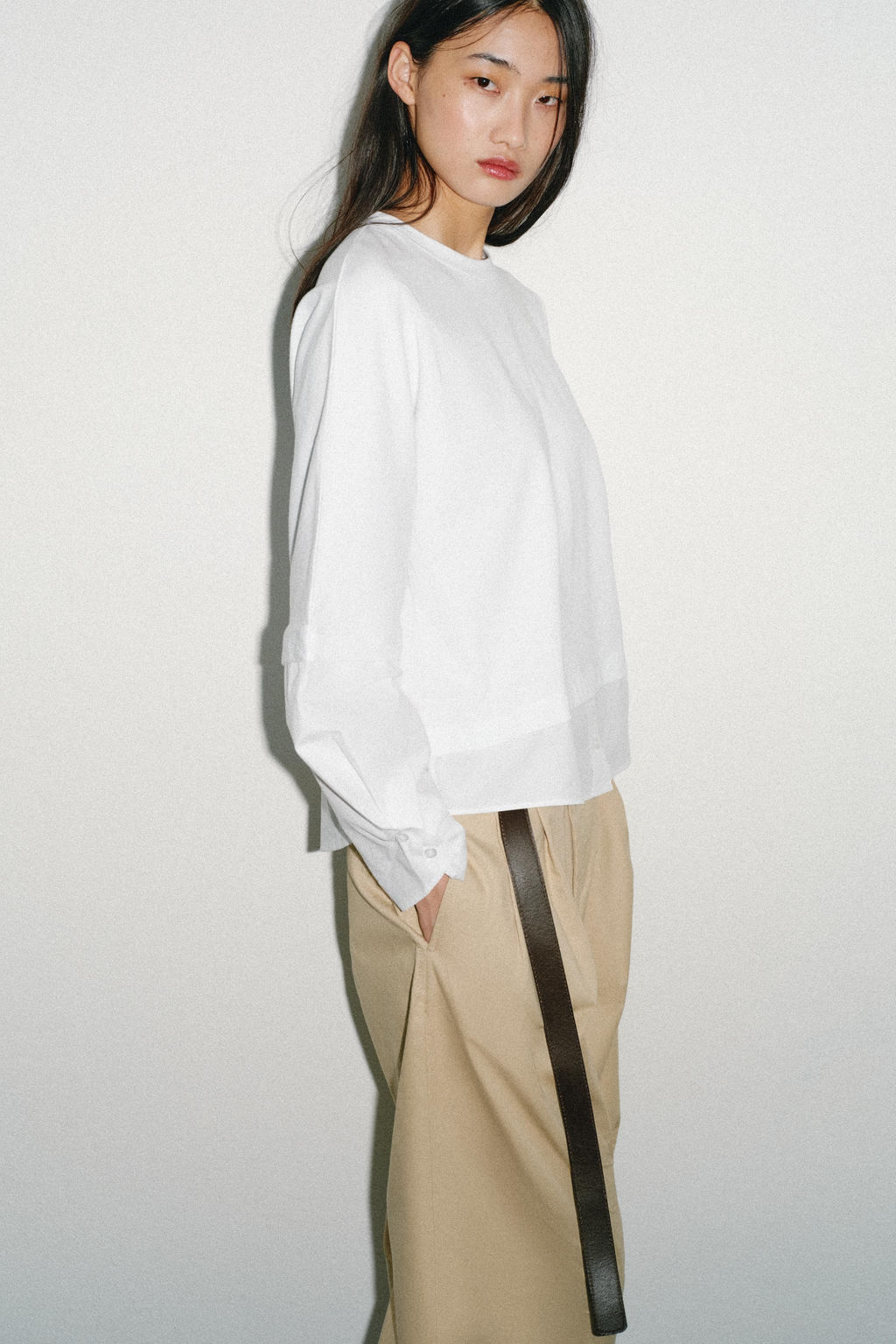 CAMISETA COMBINADA POPEL?N / Blanco - Zara фото 3