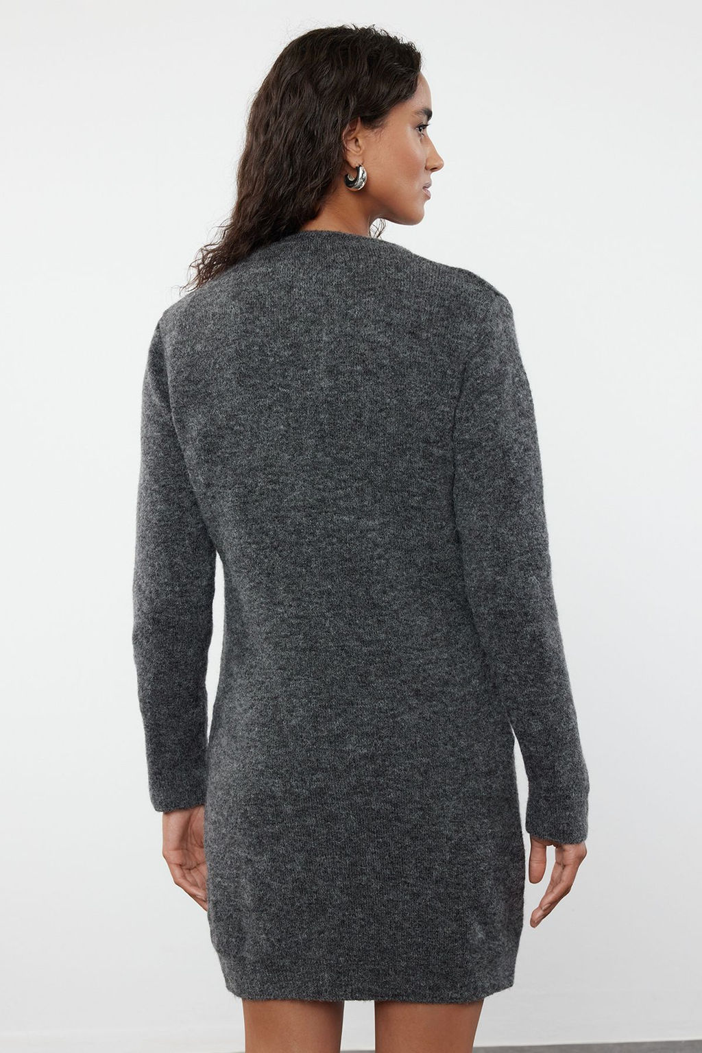 Antrasit Mini Boy Triko Yunlu Elbise TWOAW25EL00018 - Trendyolmilla фото 5