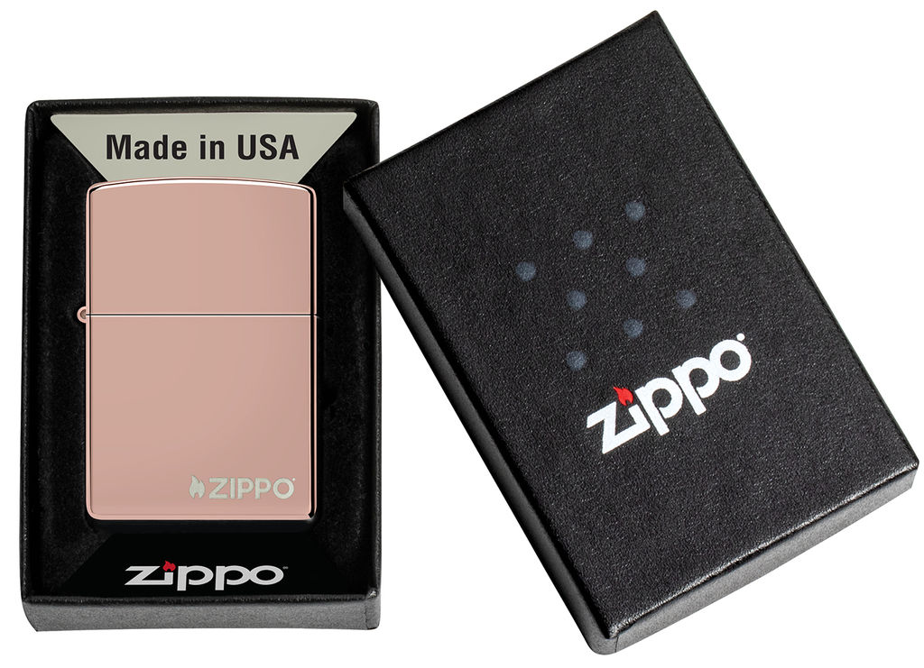 Зажигалка ZIPPO Логотип с глянцевым покрытием Розовое золото | High Polish Rose Gold 49190ZL