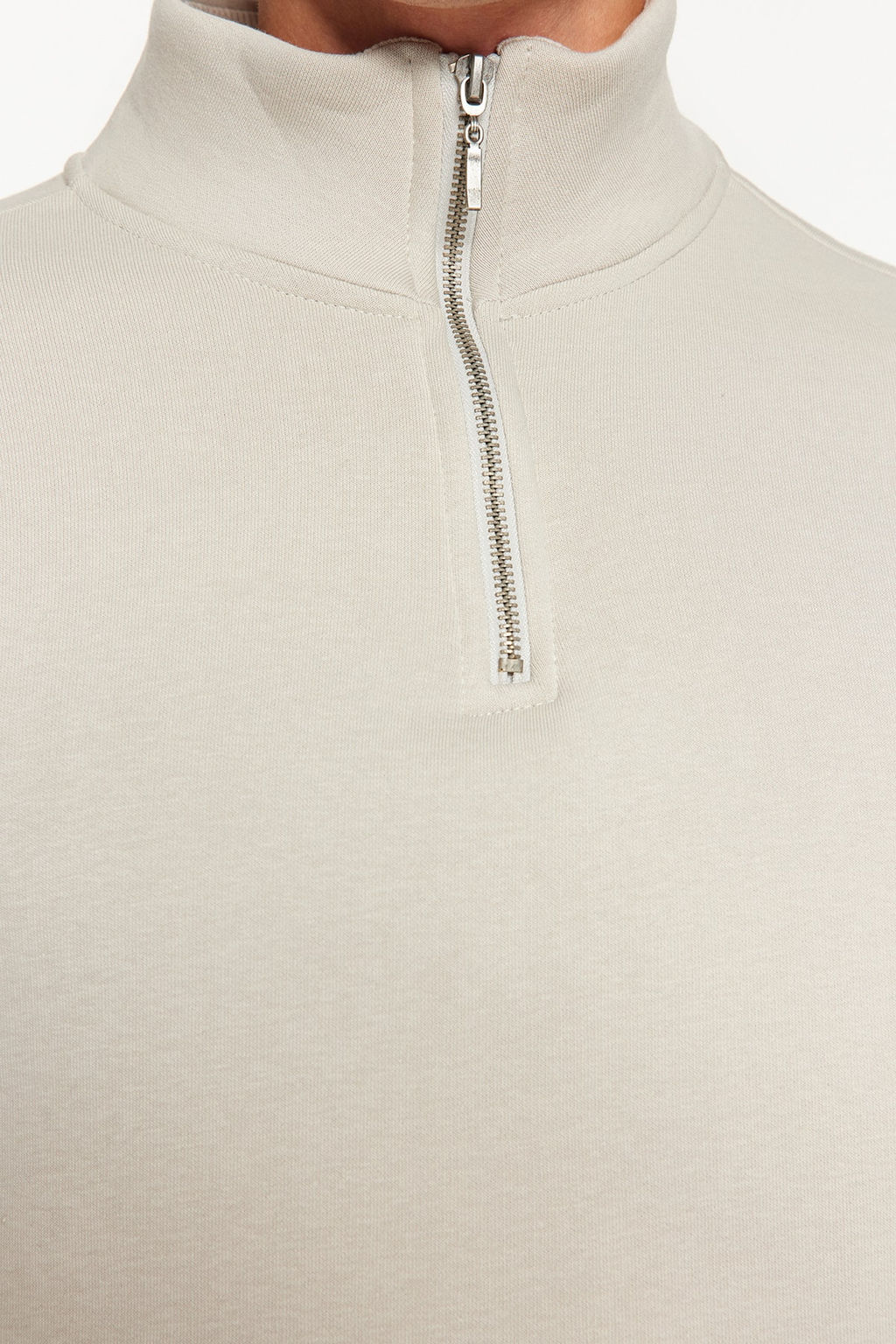 Tas Regular/Normal Kesim Dik Yaka Fermuarl? Pamuklu Basic Ici Polarl? Sweatshirt TMNAW24SW00041