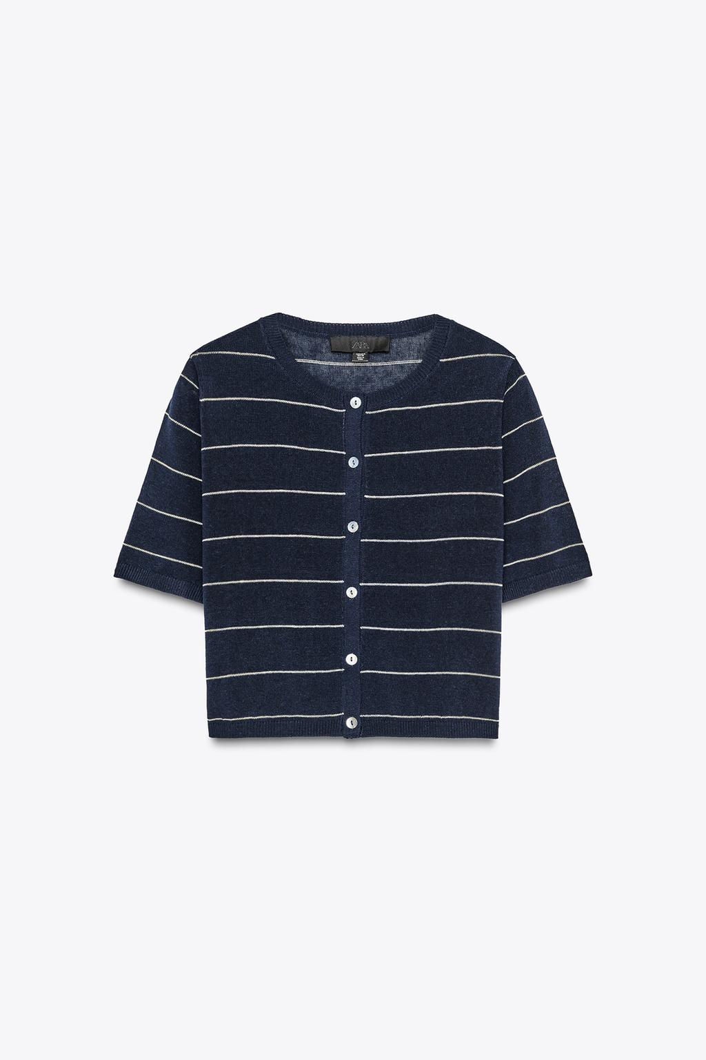 STRIPED KNIT CROPPED JACKET - Zara фото 6