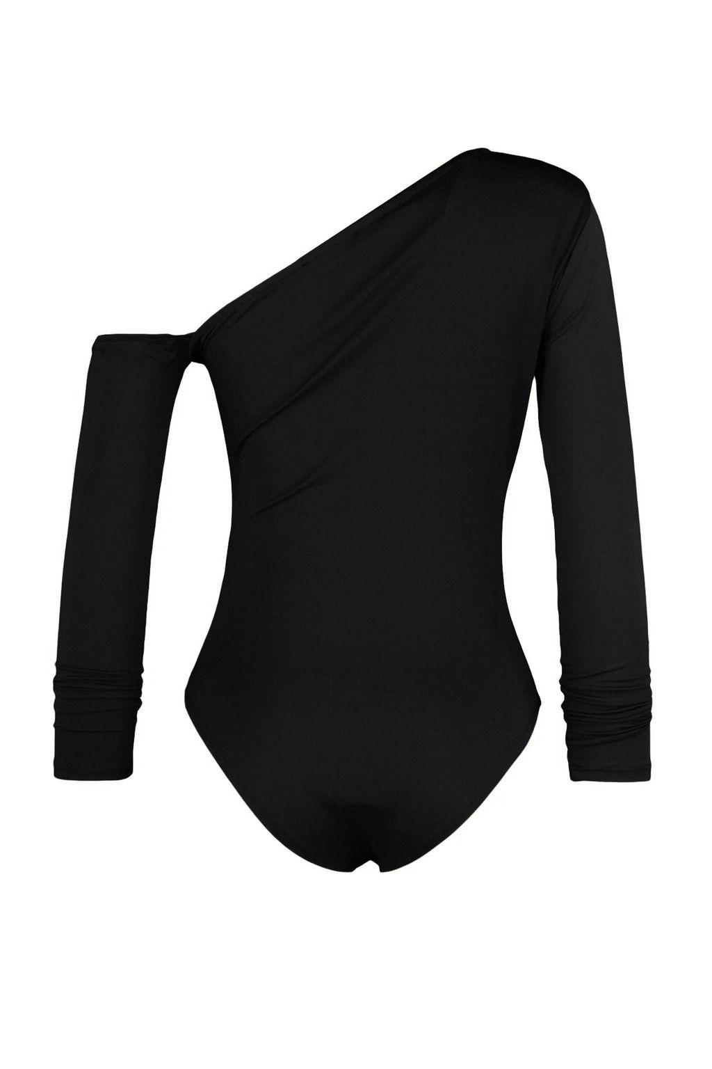 Siyah Asimetrik Yaka Uzun Kollu Esnek Alttan C?tc?tl? Orme Body TWOAW22BD0080