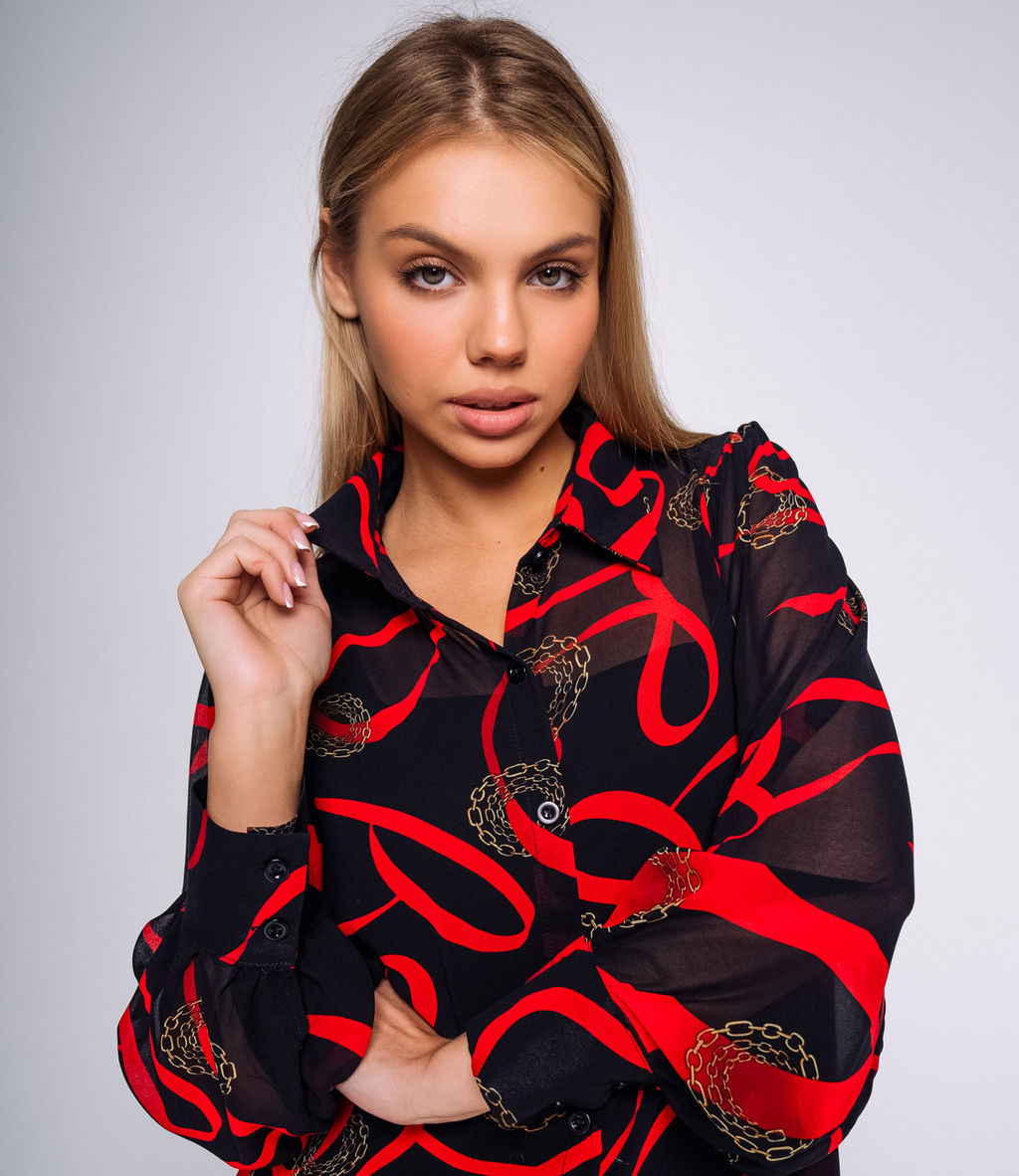 Рубашка #КТ873 (2)-2, чёрный,красный