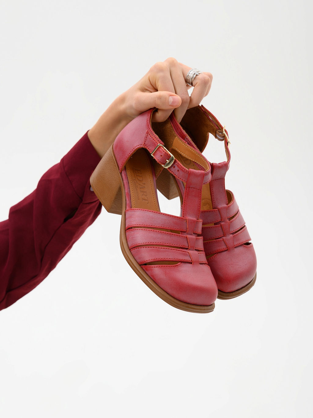 Босоножки 5036.23663bе.Вакса красный+коричневый