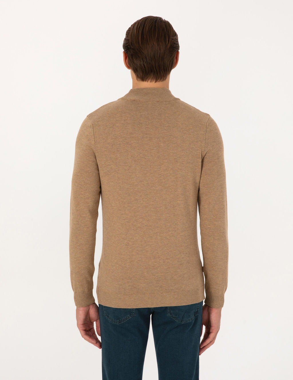 Camel Melanj Slim Fit Yar_m Bal_k__ Yaka Basic Triko Kazak - Pierre cardin фото 5