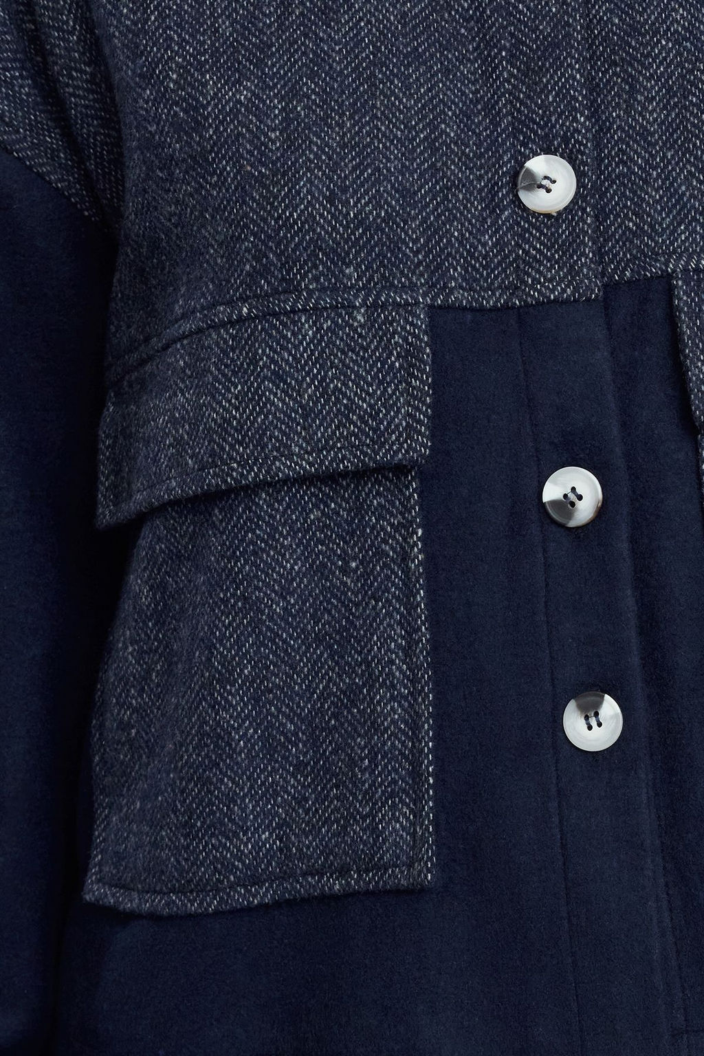 Lacivert Cift Cepli Dokuma Ceket TWOAW24CE00117