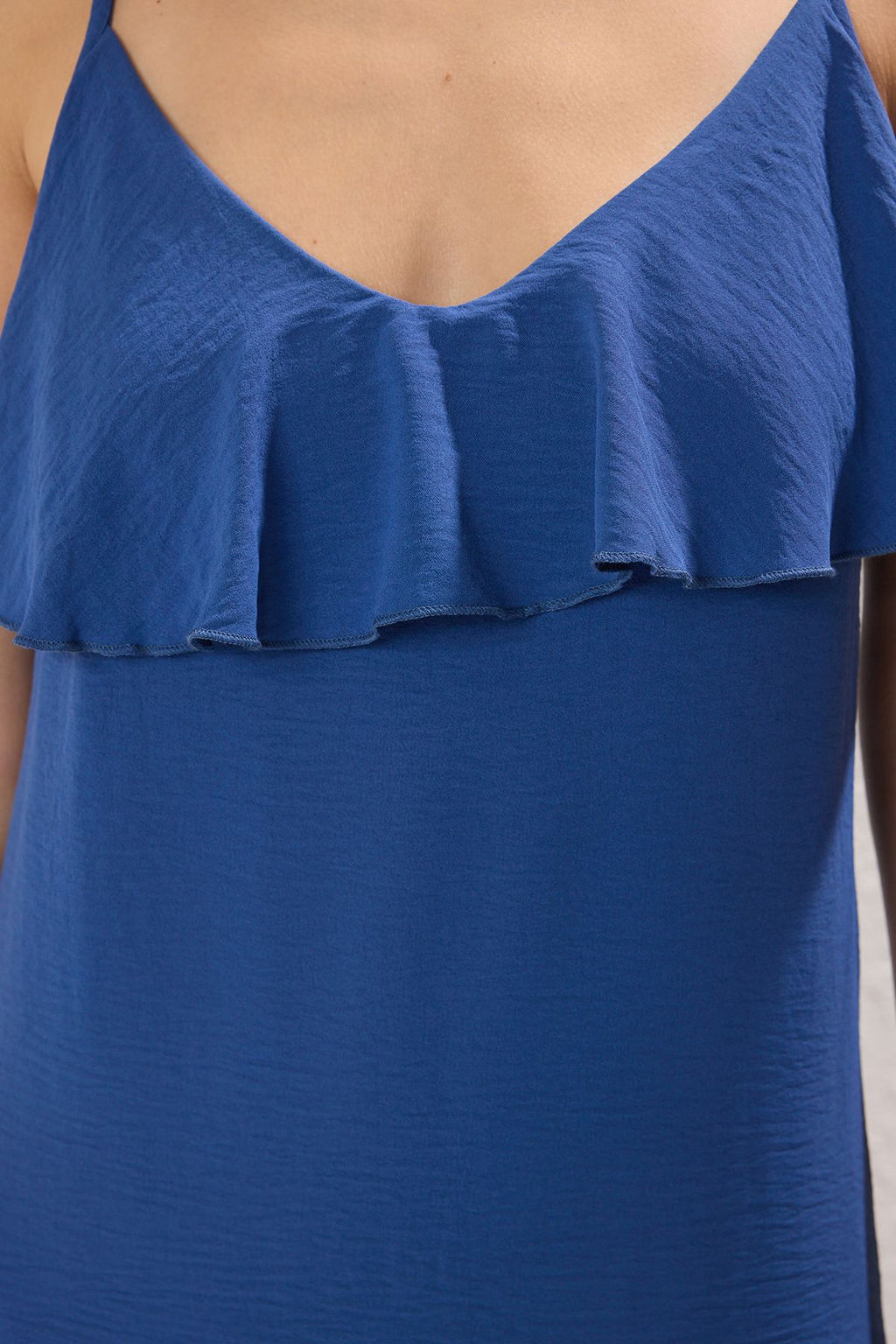 TRENDYOLMILLA Indigo Duz Kesim F?rf?rl? Maxi Dokuma Elbise TWOSS25EL00490  фото 7