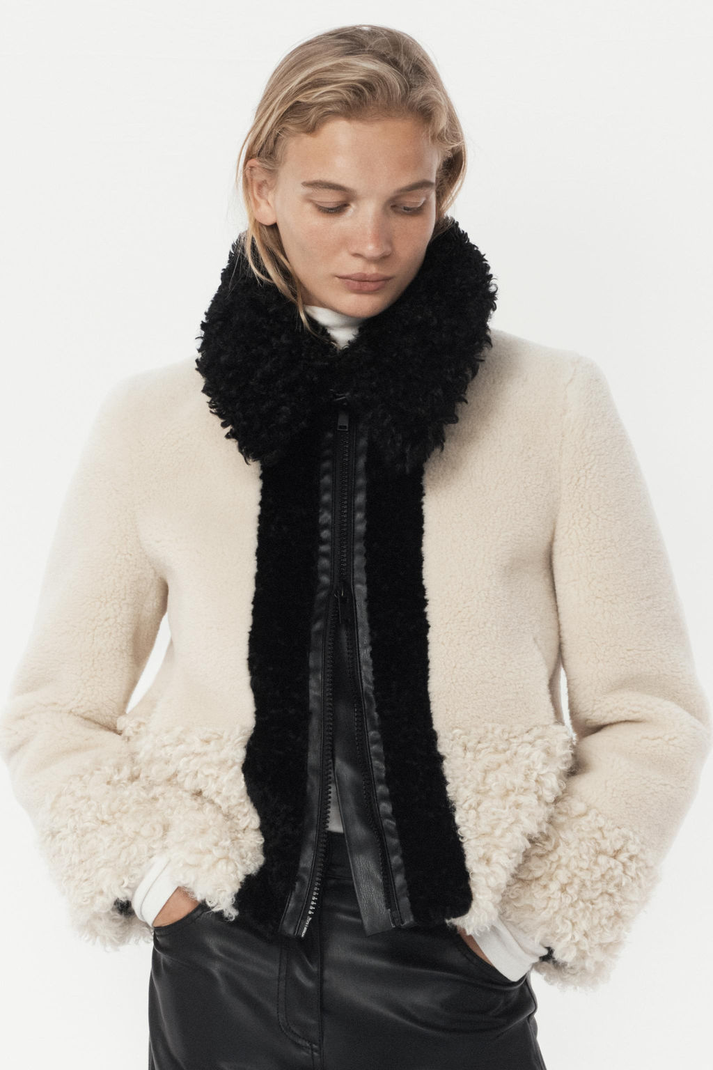 FAUX FUR PATCHWORK JACKET - THE ITEM ZARA WOMAN фото 2