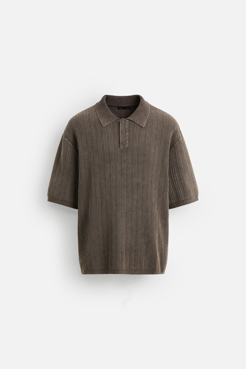 WASHED TEXTURED KNIT POLO SHIRT - Zara фото 7