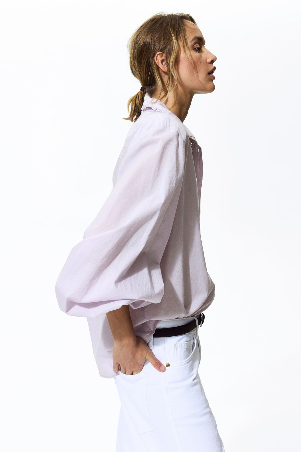 Camisa de algod?n con ribete de encaje - H&m фото 7