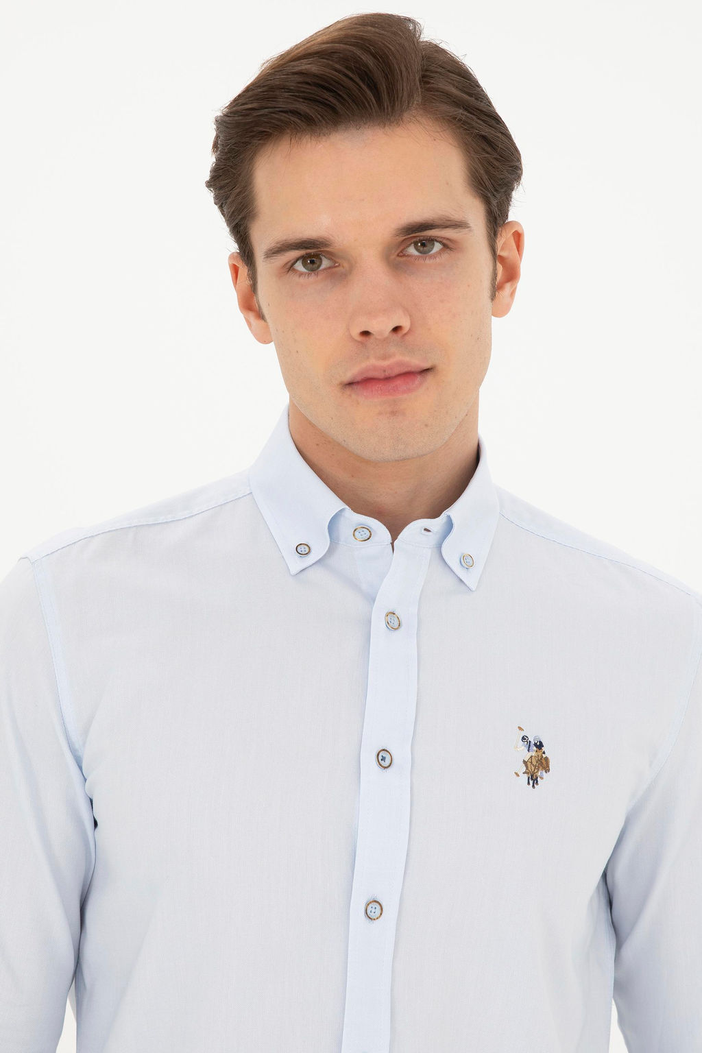 Мужская голубая базовая рубашка с длинным рукавом - U.s. polo assn фото 2