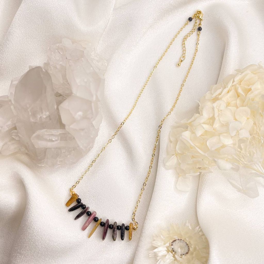 Колье на цепочке с Турмалином микс 43 см +