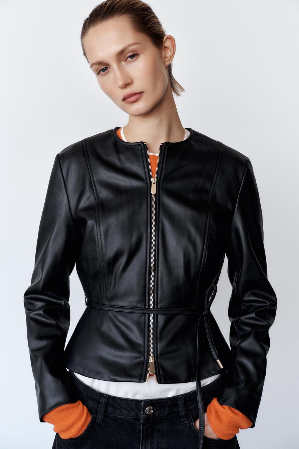 FAUX LEATHER PEPLUM JACKET - Zara фото 2