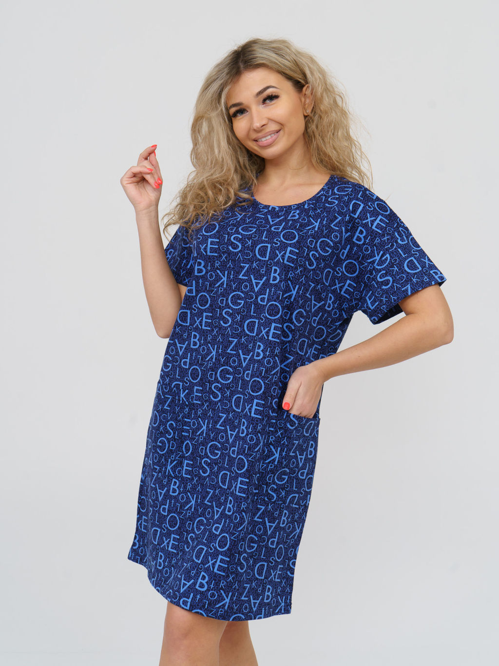 891 Футболка- Туника "Темно-синий"