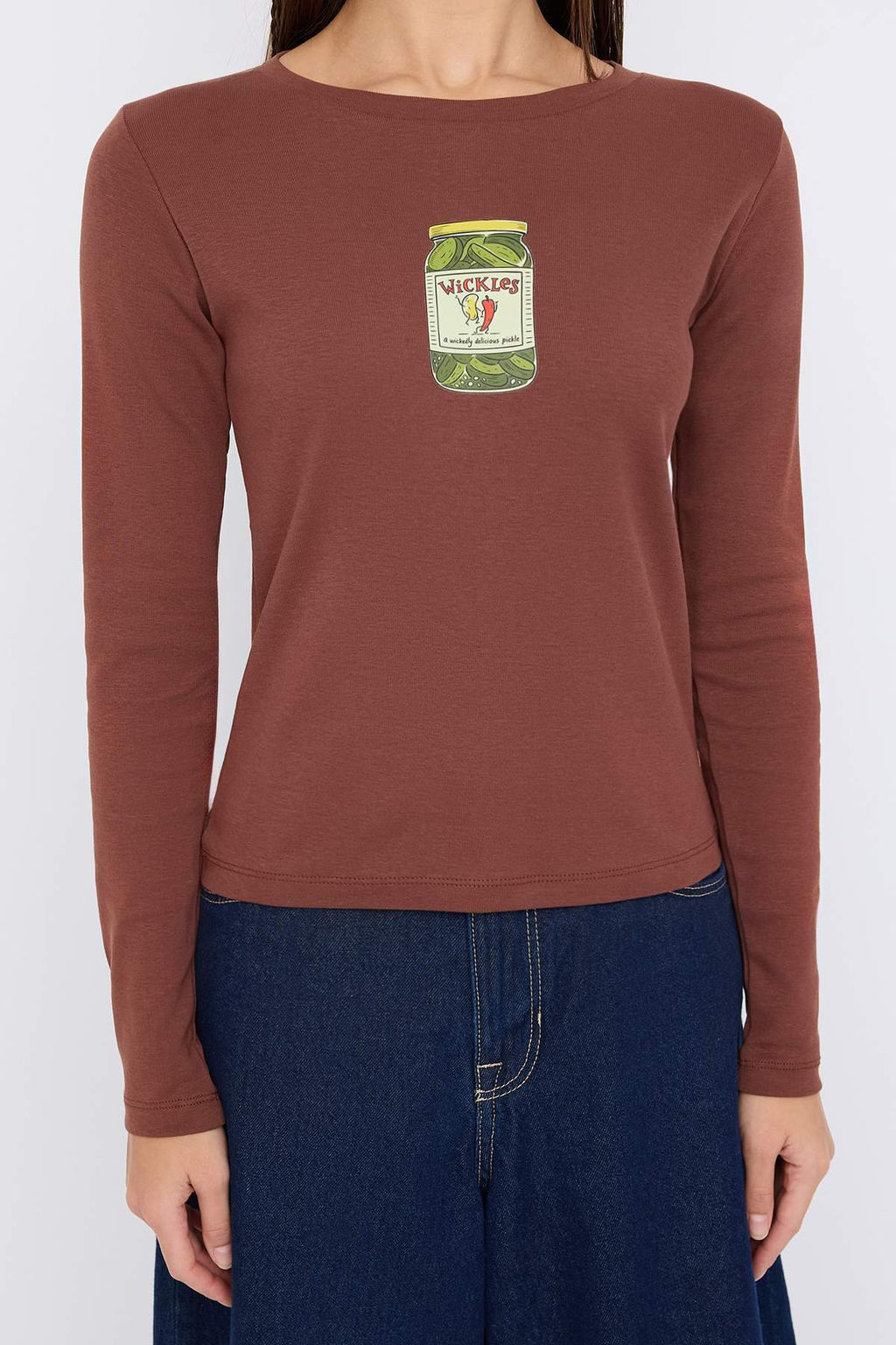 Teen Kahverengi Bask?l? Fitted/Vucuda Oturan Orme Bluz TWOAW25BZ00126