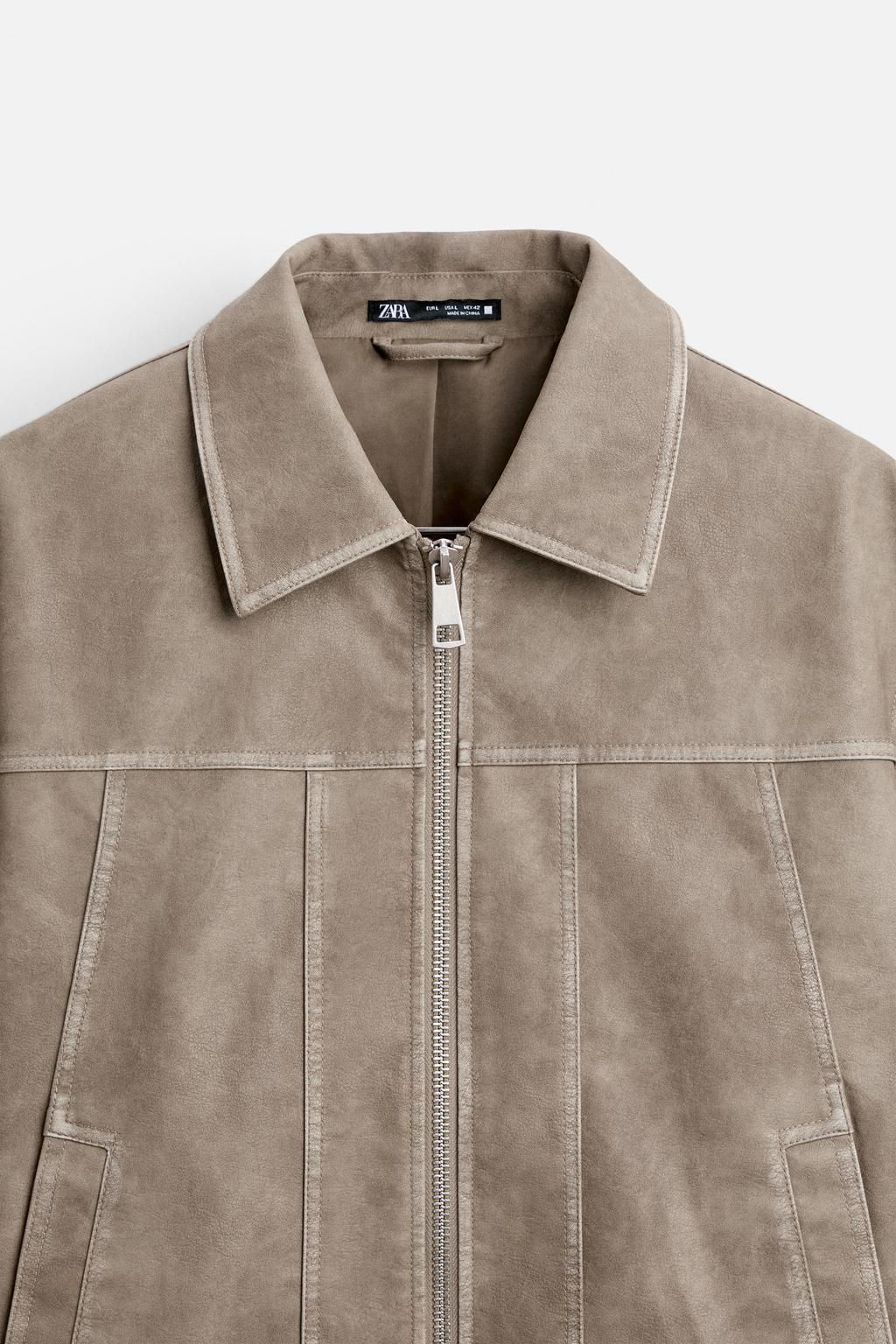 FADED LEATHER EFFECT JACKET - Zara фото 9