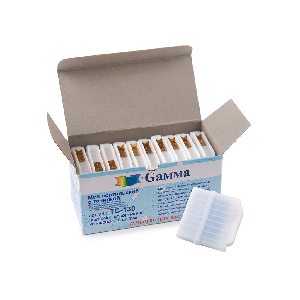 Gamma ТС-130 Мел портновский с точилкой 10 шт ассорти