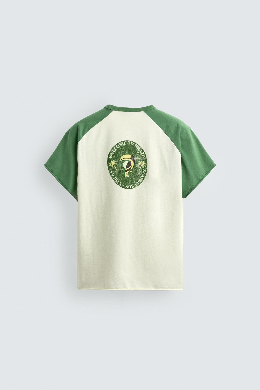 CAMISETA COLOR BLOCK ESTAMPADO BRASIL / Verde / Crudo