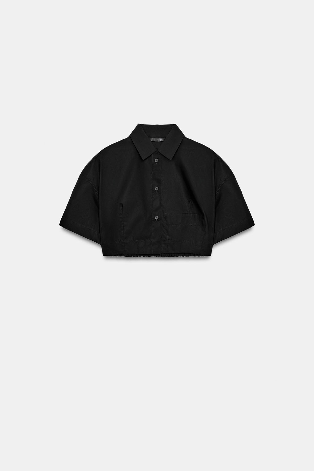 CAMISA CROP POPEL?N RAYAS / Negro
