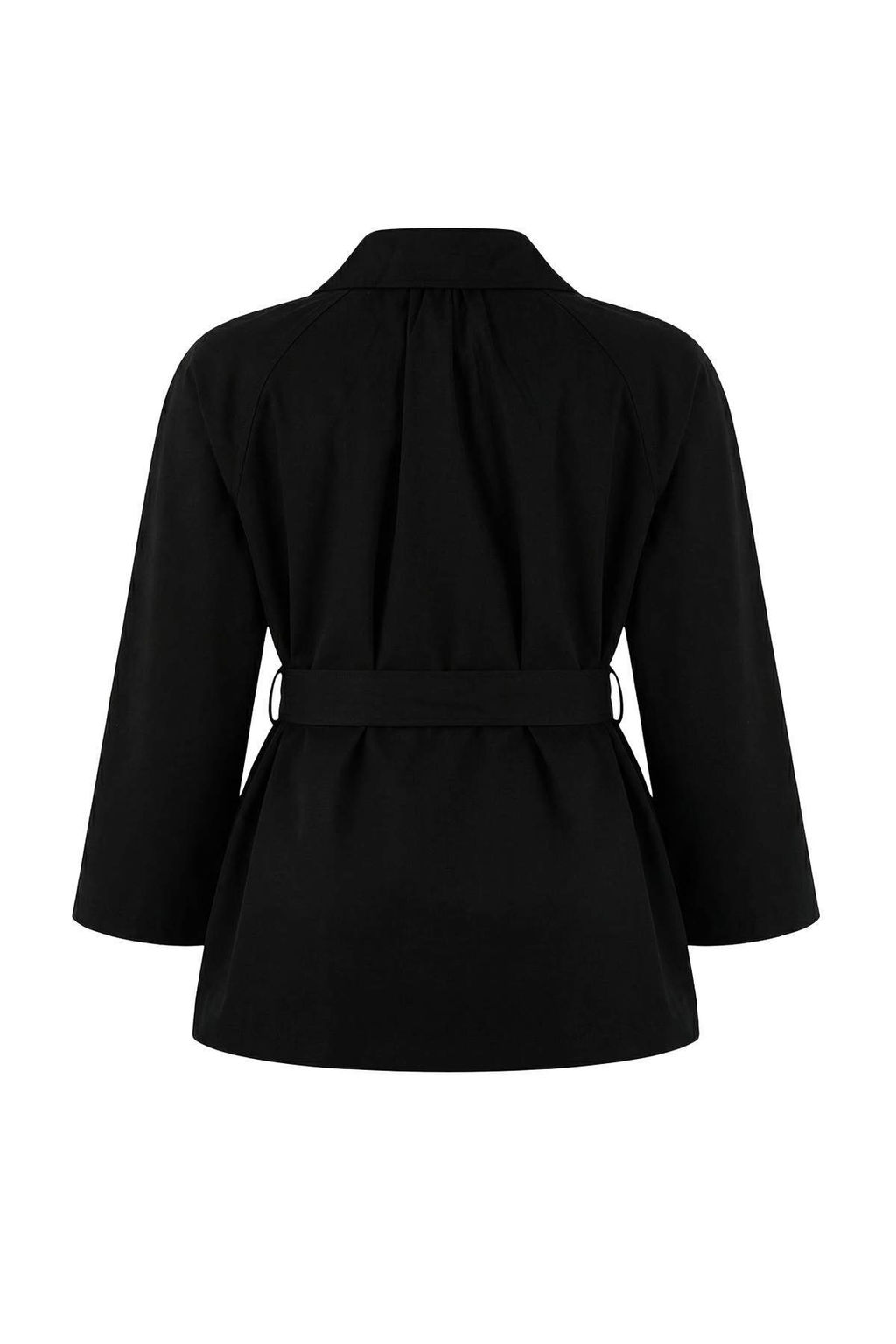 Siyah Oversize Buyuk Beden Kusakl? K?sa Trenckot TWOSS26BM00001 - Trendyolmilla фото 4