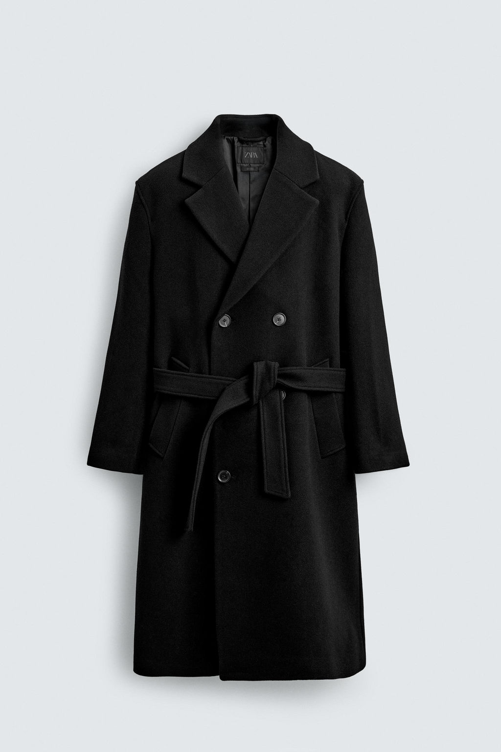 DOUBLE-BREASTED WOOL BLEND COAT WITH BELT - Zara фото 8