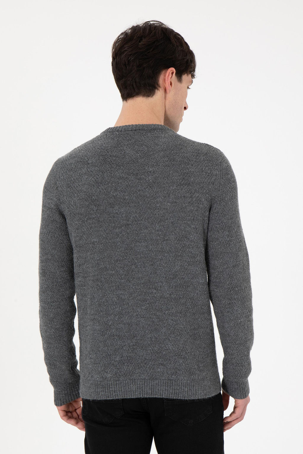 Erkek Regular Fit Bisiklet Yaka Gri Melanj Kazak - U.s. polo assn фото 5