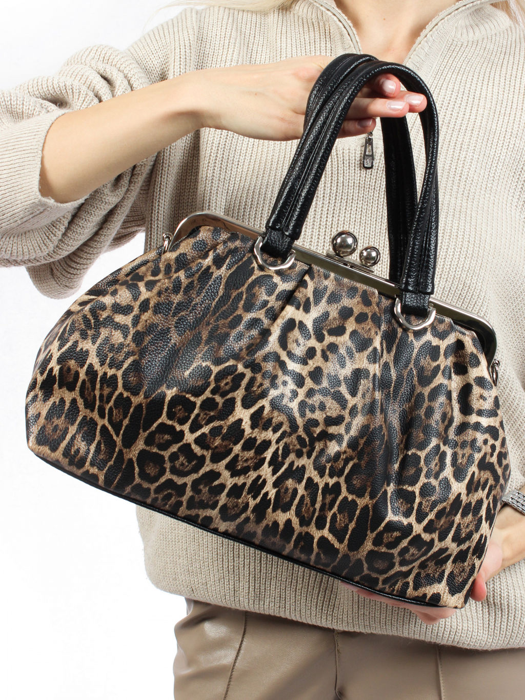 LACCOMA сумка Аурора-HL040-леопард темно-коричневый эко кожа хлопок