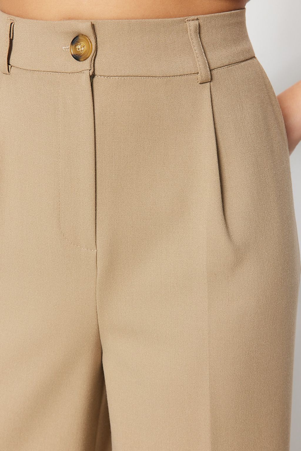 TRENDYOLMILLA Haki Utu Izli Wide Leg/Genis Paca Dokuma Kumas Pantolon TWOSS23PL00326  фото 4