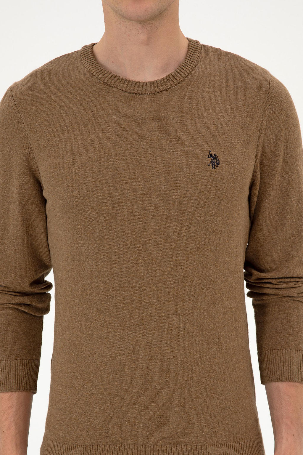 Джемпер U.S. Polo Assn Slim Fit хаки меланж из хлопка
