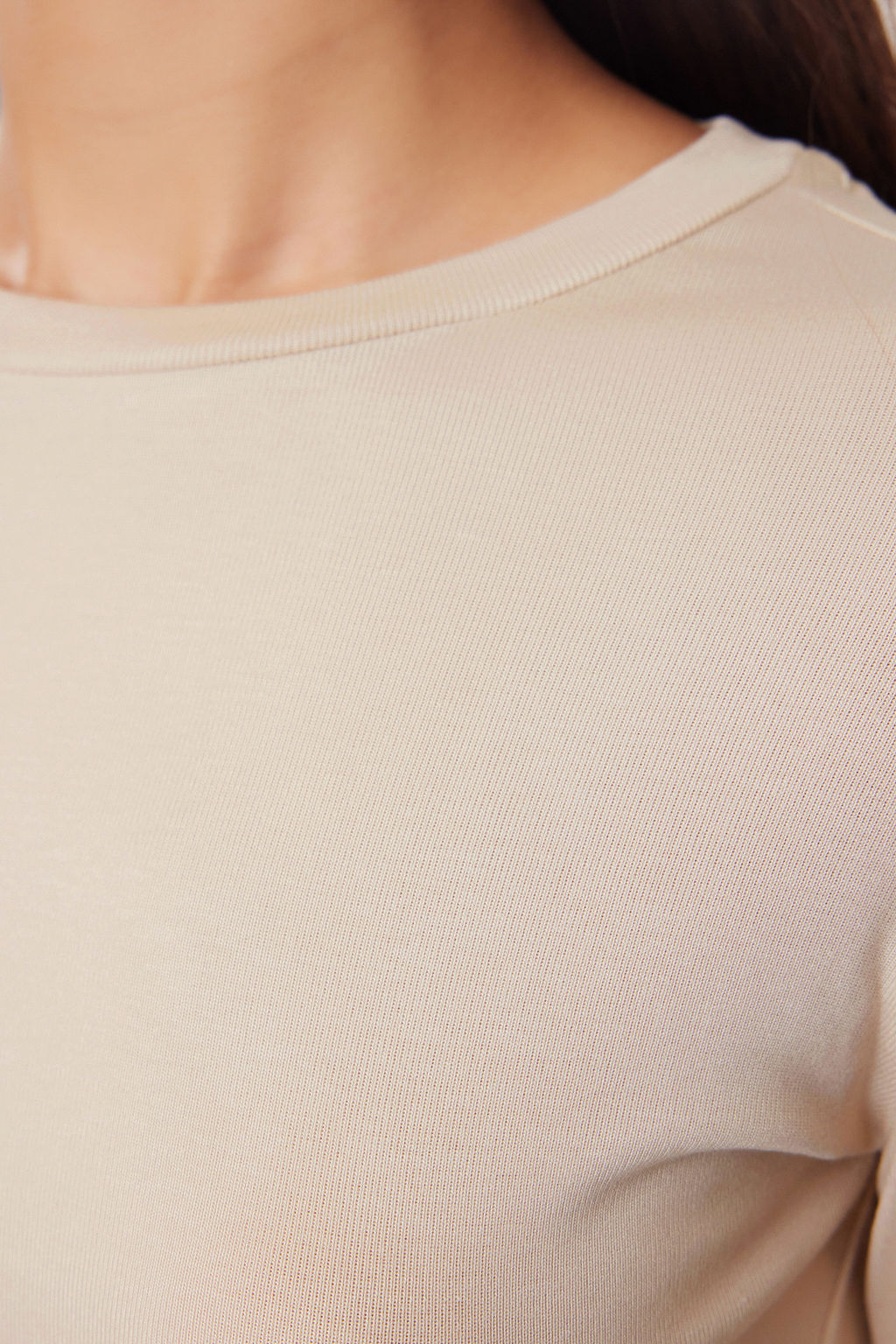 Tas Premium Viskon Bisiklet Yaka Crop Esnek Orme Bluz TWOAW24BZ00116