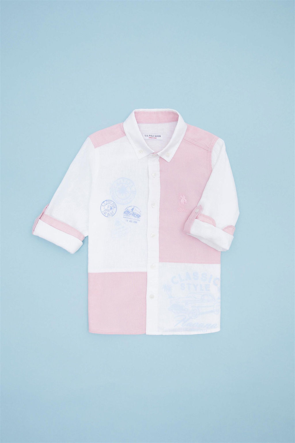 Пудровая рубашка для мальчиков с длинным рукавом - U.s. polo assn фото 5