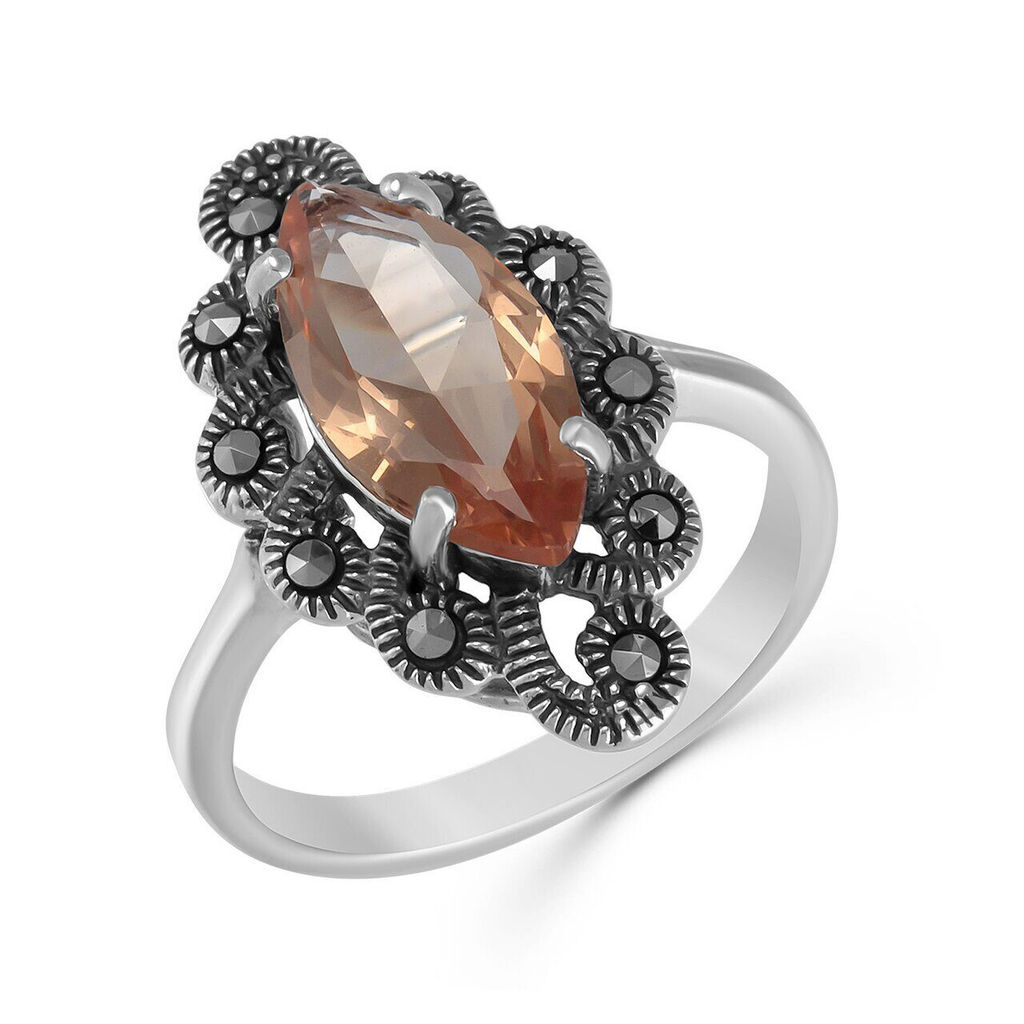 Кольцо, султанит ситалл , марказит, SL-AGA1738