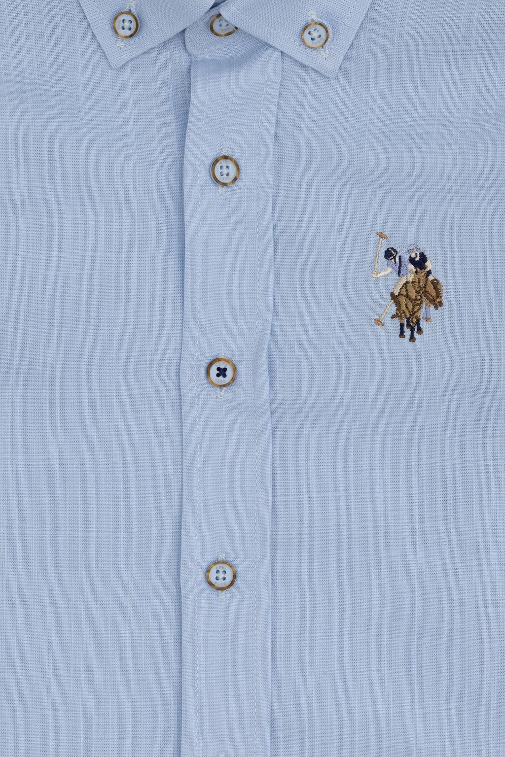 Голубая базовая рубашка с длинным рукавом для мальчика - U.s. polo assn фото 4