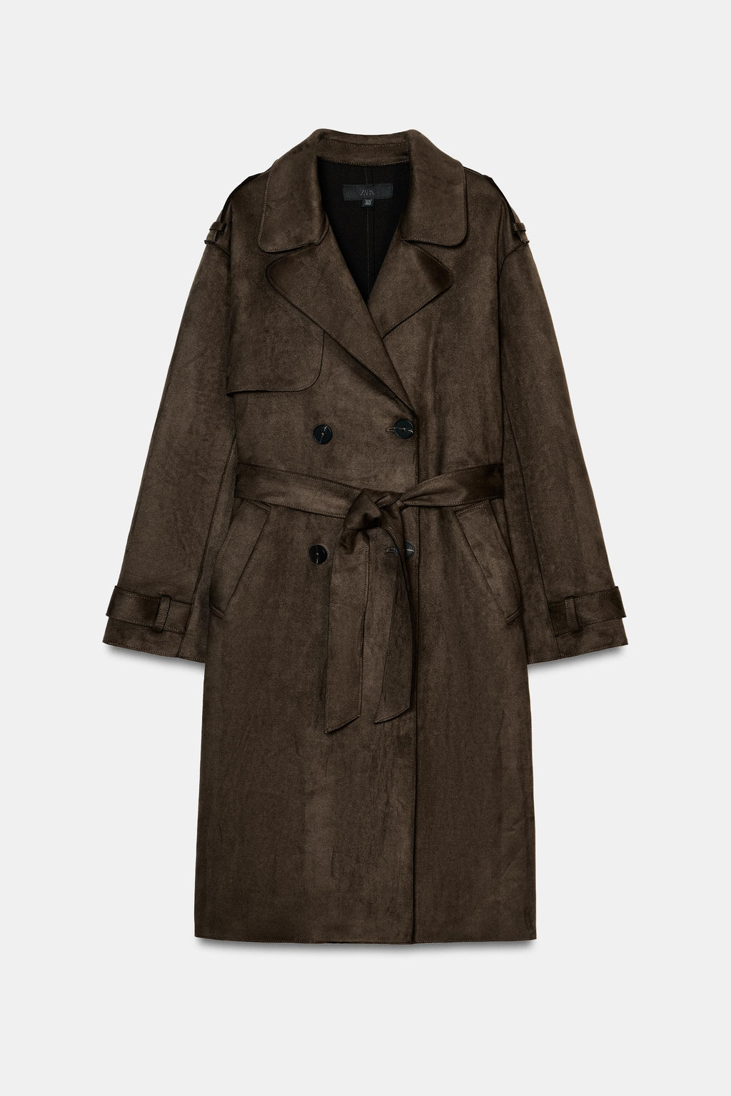 LONG FAUX SUEDE TRENCH COAT WITH BELT - Zara фото 16