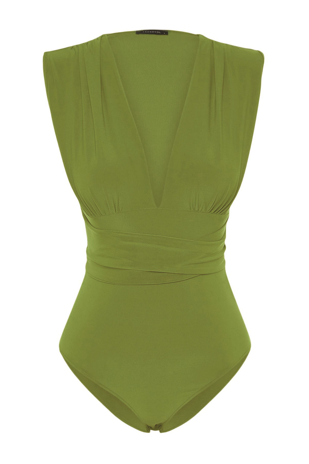 TRENDYOLMILLA Mavi Baglama Detayl? V Yaka Fitted/Vucuda Oturan Esnek C?tc?tl? Orme Body TWOSS23BD00055  фото 49