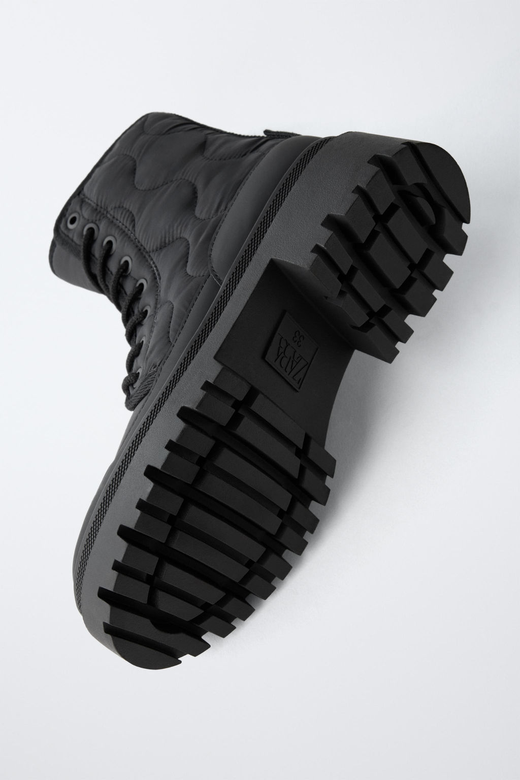 QUILTED LACE-UP ANKLE BOOTS - Zara фото 8