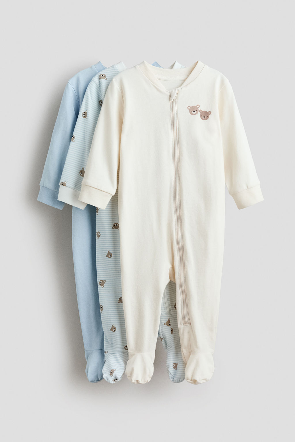 Pack de 3 pijamas enteros con cremallera