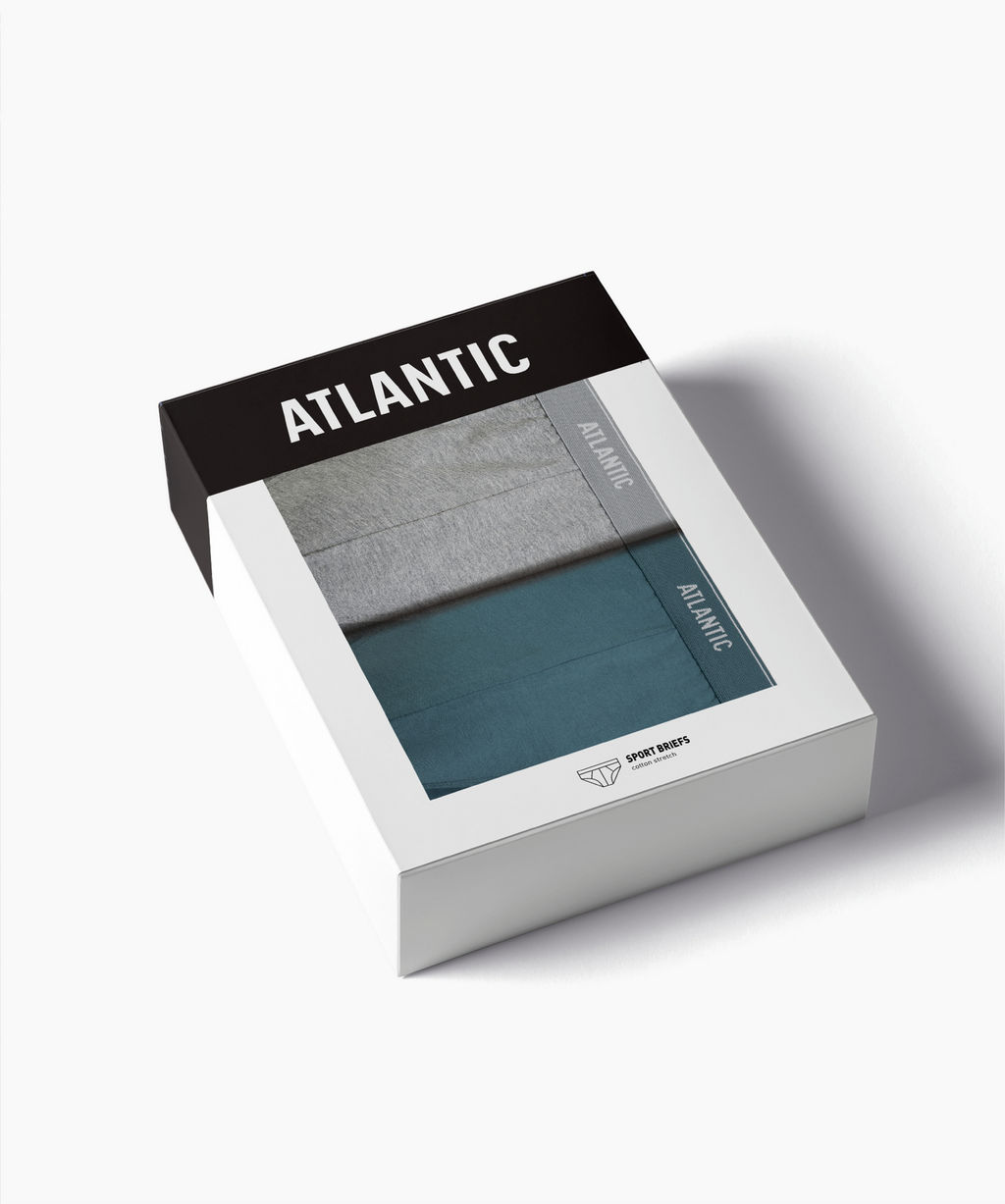 ATLANTIC 2RMP-094 Трусы спорт - набор 2 шт. серый меланж + морской фото 6