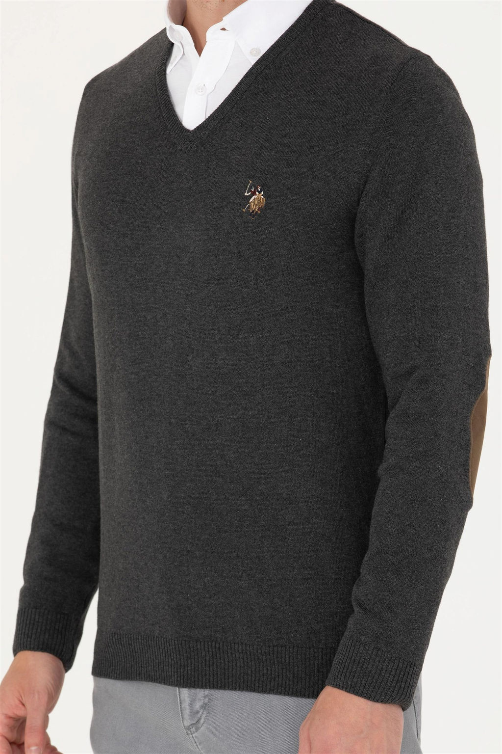 U. S. Polo Assn Мужской базовый свитер антрацитового цвета - U.s. polo assn фото 6