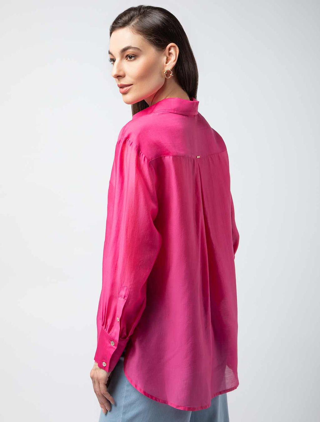 VILATTE / Блузка из полупрозрачного лиоцелла с натуральным шелком  фото 3