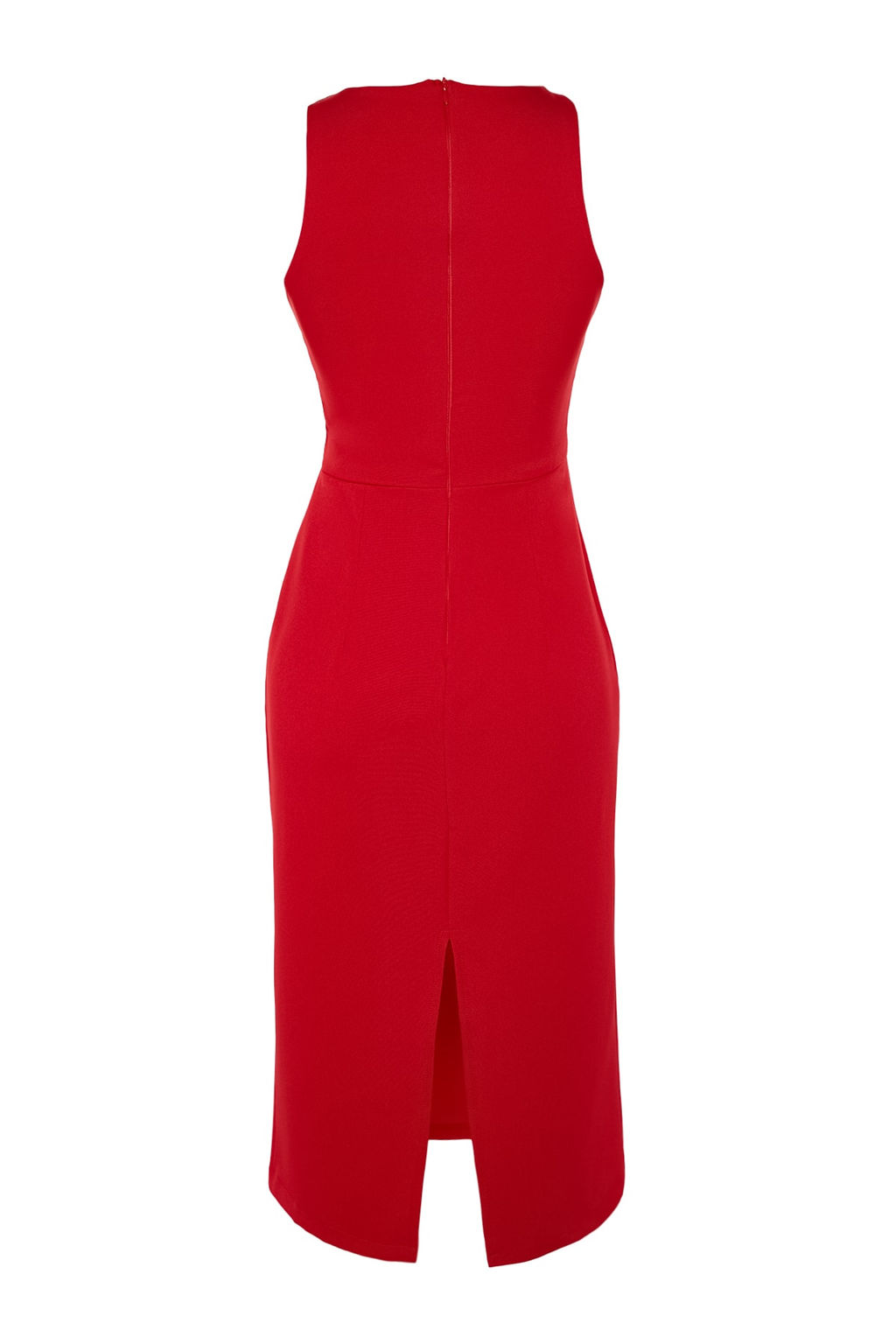 TRENDYOLMILLA Petrol Vucuda Oturan Yakas? Aksesuar Detayl? Midi Kalem Etek Dokuma Elbise TWOSS23EL02115  фото 21