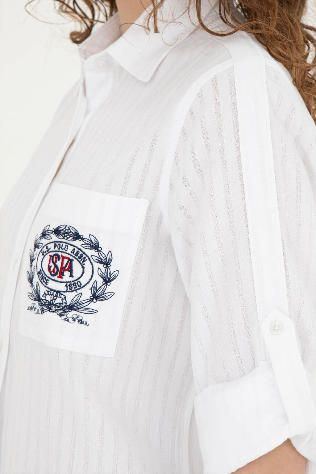 Женская белая рубашка с длинным рукавом - U.s. polo assn фото 7