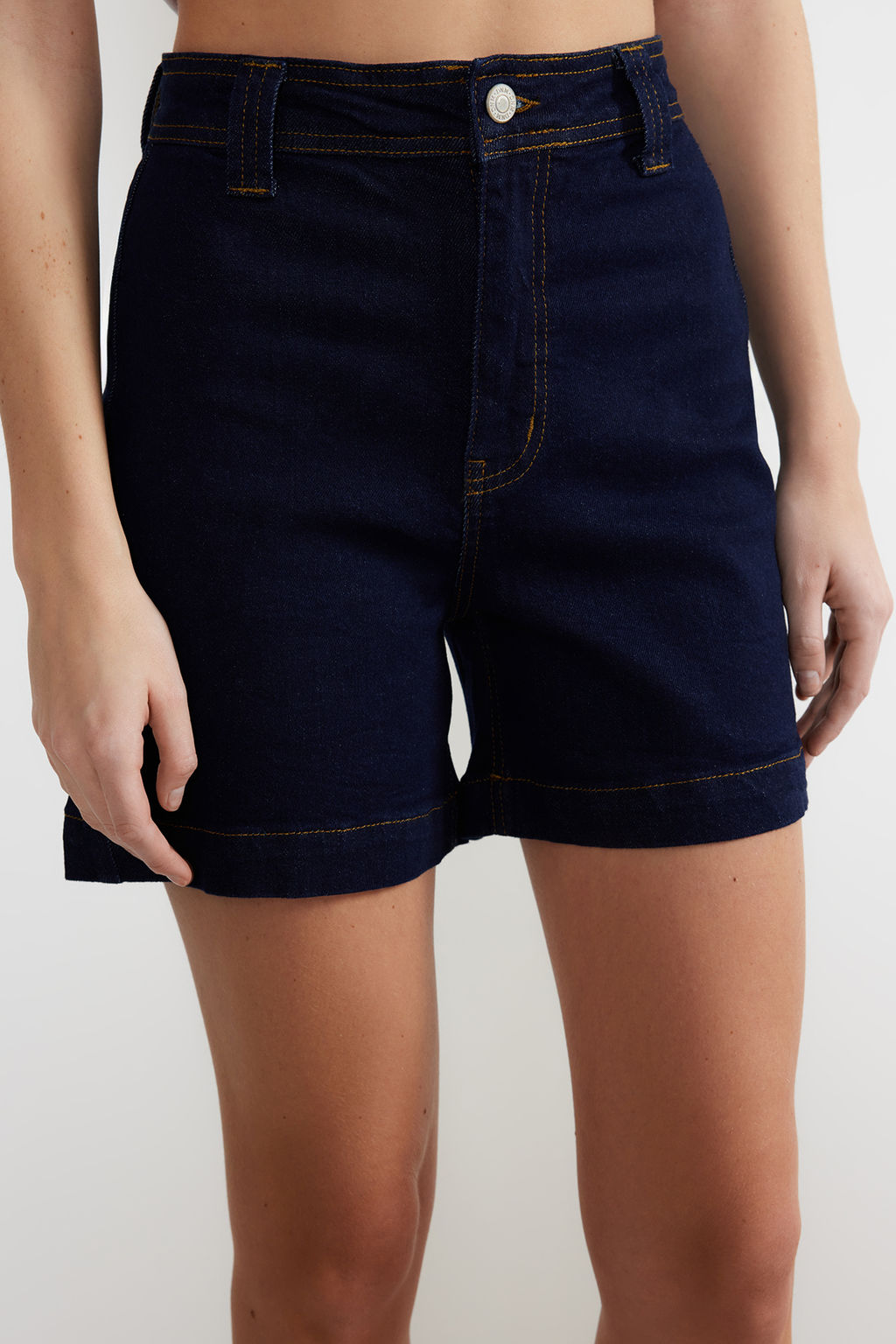 Mavi Fitted Dikis Detayl? Yuksek Bel Denim Sort TWOSS24SR00015 - Trendyolmilla фото 4