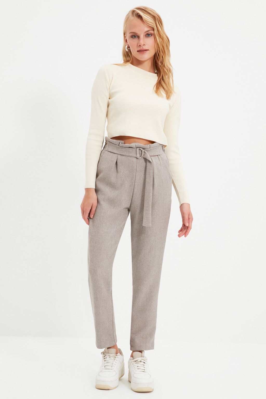 Gri Cigarette Baglamal? Dokuma Pantolon TWOAW21PL0316 - Trendyolmilla фото 3